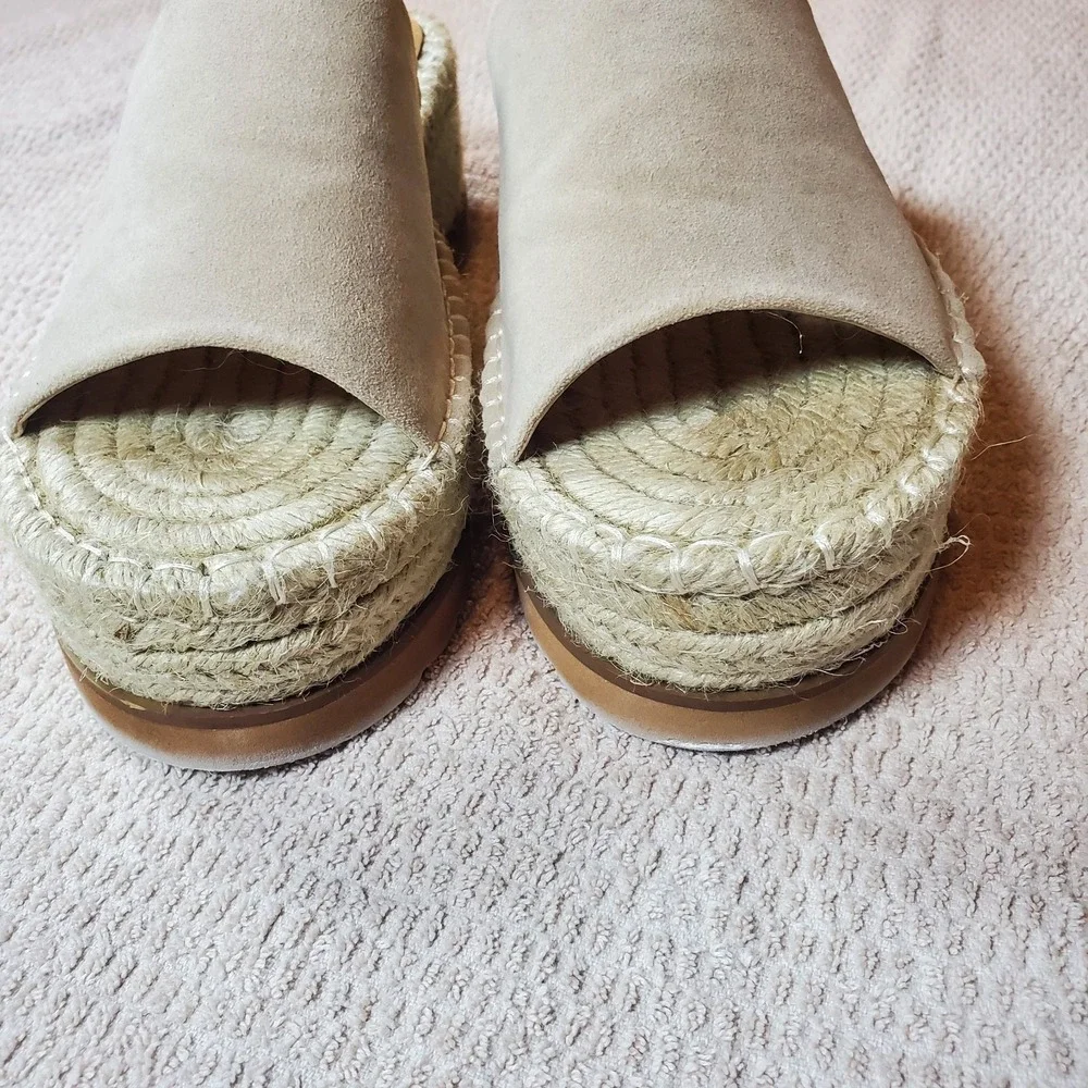 mi.im‎ women's shoes Eva Espadrille Slip On Real Suede Platform Casual Beige